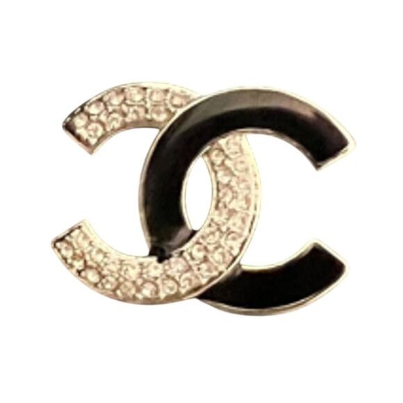 Chanel Silver & Black Crystal CC Stud Earrings Fall/Winter 2023 (CCXX035) - Picture 5 of 6